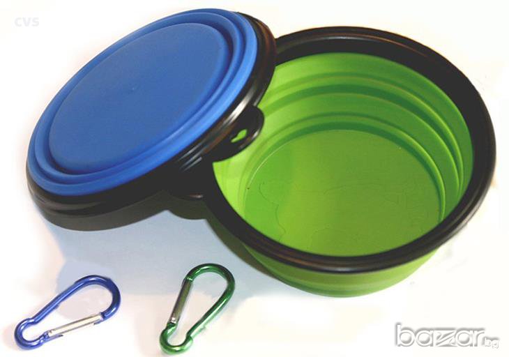 Силиконови, сгъваеми, за път - чинии за храна, вода за куче, котка , снимка 1