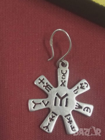 Продавам сребърна розета с прабългарски символи, снимка 3 - Обеци - 23702145