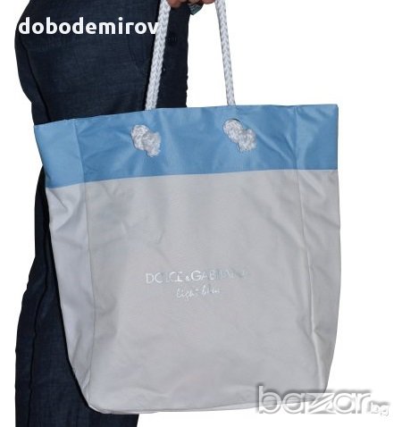  Чанта Dolce & Gabbana D&G Light Blue Shopper Bag, оригинал , снимка 4 - Чанти - 15187032