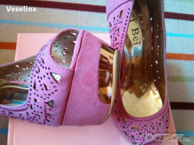 Обувки на висок ток- розови, снимка 2 - Дамски обувки на ток - 15000808