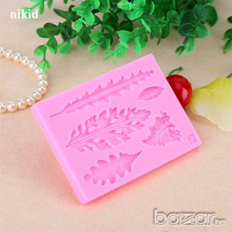 3D силиконова форма молд листа листенца украса декорация фондан шоколад торта