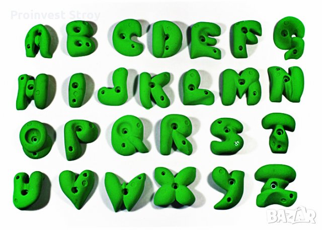 Цветни полиестерни камъни за катерене Латинска азбука АС3033 и аксесоари за детски площадки