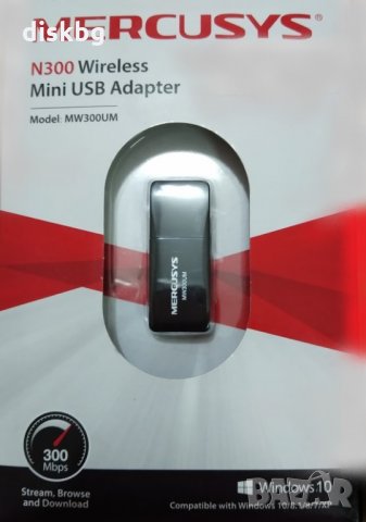 Нов мini USB WI-FI adaptor MERCUSYS, LAN адаптор 300 Mbps, снимка 2 - Кабели и адаптери - 22415696