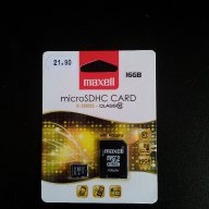 Продавам карта памет 16GB MAXELL SD Micro с преходник CL10, снимка 1 - Карти памет - 11336197