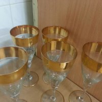 Ретро стъклени чаши с богата позлата , снимка 3 - Антикварни и старинни предмети - 22383042