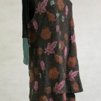 Екстравагантна тъмнокафява рокля от две части на цветя марка Ian Mosh - S, снимка 3 - Рокли - 22732154