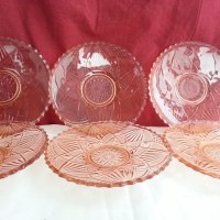   стъклени чинии цветно розово стъкло , снимка 3 - Антикварни и старинни предмети - 19926885