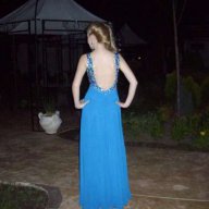 Бална / Официална синя дълга рокля с камъни , снимка 2 - Рокли - 15860137