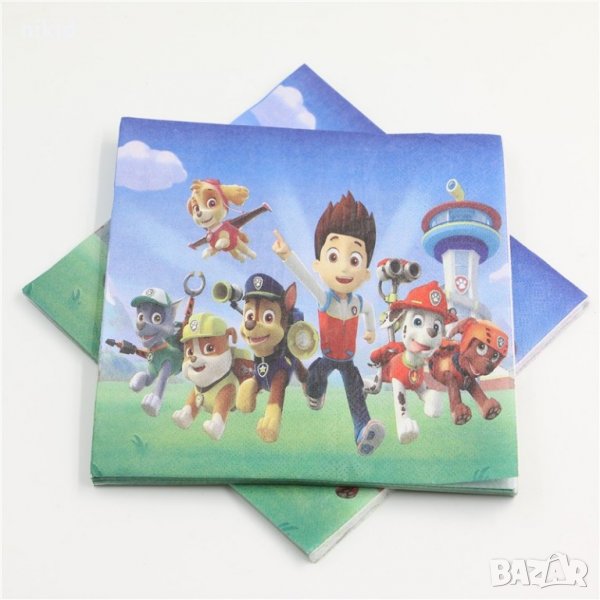 Paw Pes Patrol Пес Патрул 10 парти салфетки рожден ден, снимка 1