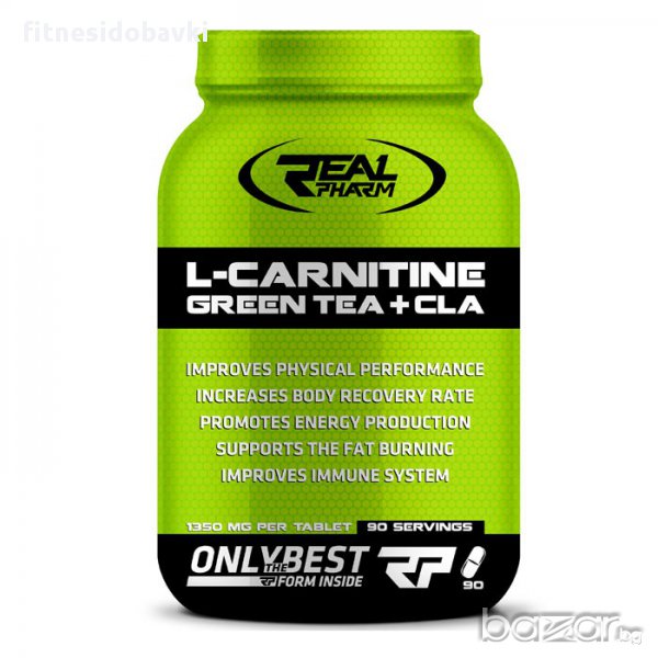 Real Pharm L-Carnitine, Green Tea, CLA, 90 таблетки, снимка 1