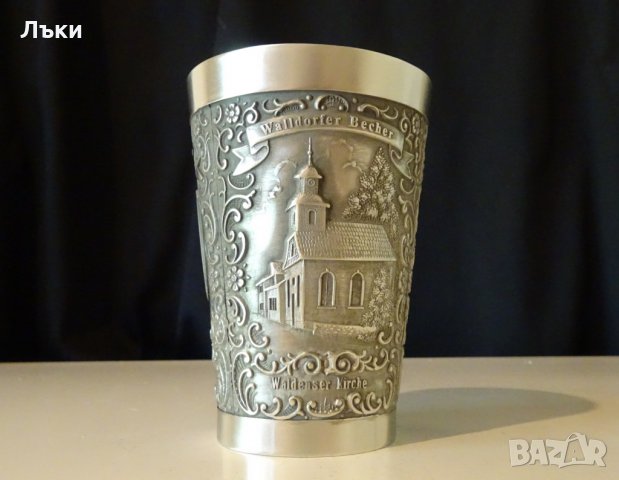 Гравирана чаша от калай. , снимка 3 - Антикварни и старинни предмети - 25778268