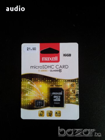 Продавам карта памет 16GB MAXELL SD Micro с преходник CL10, снимка 1 - Карти памет - 11336197