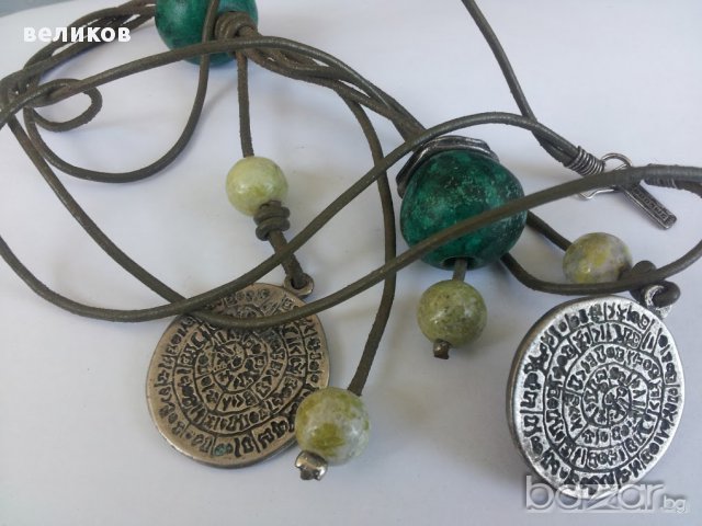  красива огърлица ЧИЧИНИЦА индианско изкуство естествена кожа, снимка 3 - Колиета, медальони, синджири - 13487957