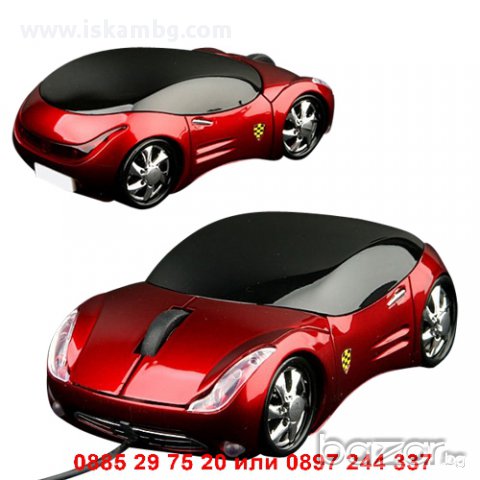 Мишка под формата на кола - Червена код ФЕРАРИ-червена, снимка 3 - Клавиатури и мишки - 12971812
