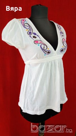 Блуза с бродерия - индийски орнаменти! , снимка 7 - Тениски - 21371363