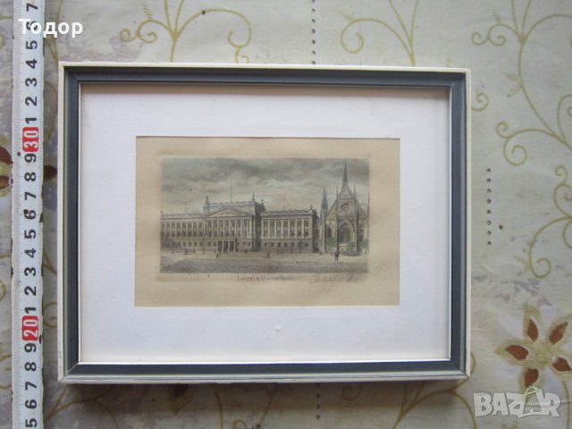 Страхотна стара картина офорт графика подписана , снимка 2 - Картини - 25764328