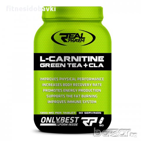 Real Pharm L-Carnitine, Green Tea, CLA, 90 таблетки, снимка 1 - Хранителни добавки - 17193294