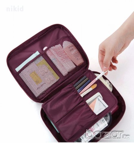  пътна чанта органайзер за пътуване козметичка за козметика няколко разделения компак, снимка 3 - Чанти - 17436937