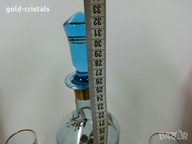 ретро чаши с гарафа за ракия с позлата Чехословакия , снимка 4 - Антикварни и старинни предмети - 22343353