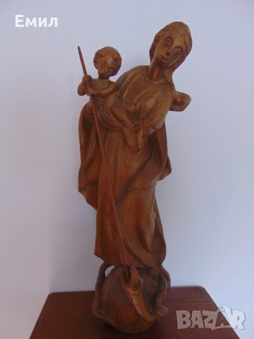 Голяма религиозна дървена статуя, снимка 2 - Колекции - 23915265