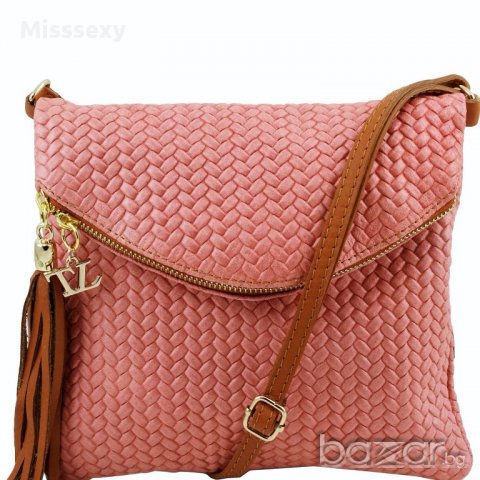 ПРОМО 🍊 TUSCANY LEATHER 🍊 Оригинална плетена дамска чанта от естествена кожа с висулки, снимка 2 - Чанти - 15159002
