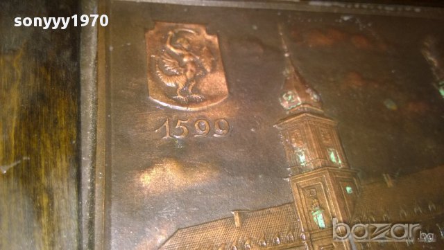 картина-дървена с медна инкрустация и патина-20/16см, снимка 8 - Други ценни предмети - 10387947