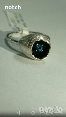 Сребърен пръстен с естествен топаз, снимка 3 - Пръстени - 23755197