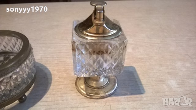 АНТИК-кристални-пепелник+запалка-внос франция, снимка 6 - Антикварни и старинни предмети - 23751589