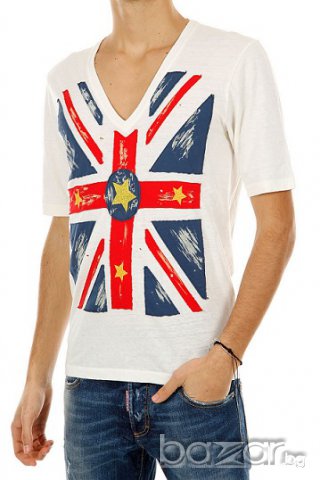 DSQUARED D2 GREAT BRITAIN PRINT Мъжка Тениска size 46 (S), снимка 2 - Тениски - 6479725