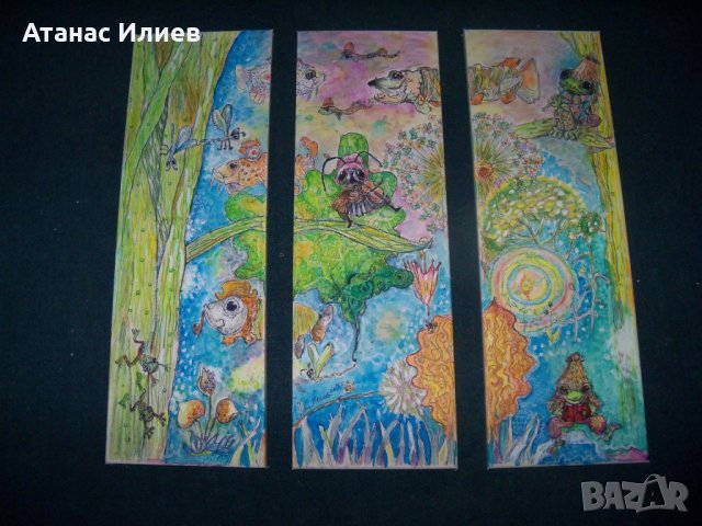 Картина триптих "Приказен свят" худ. Десислава Илиева, снимка 5 - Картини - 22547840