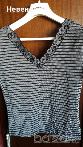Дамска блуза с черно дантелено бие, снимка 3 - Тениски - 18967644
