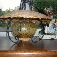 Абажур ковано желязо и естествен ратан , снимка 2 - Лампи за таван - 13266942
