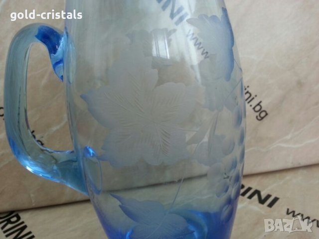 Стара руска кана с капаче цветно стъкло, снимка 2 - Антикварни и старинни предмети - 25320003