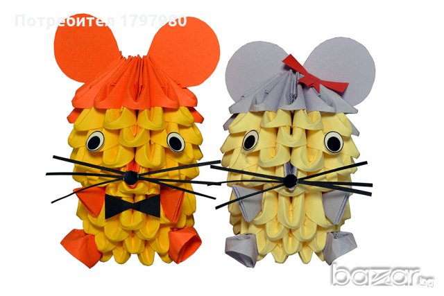 Комплект за изработване на модулно оригами Мишка, снимка 4 - Други - 19520557