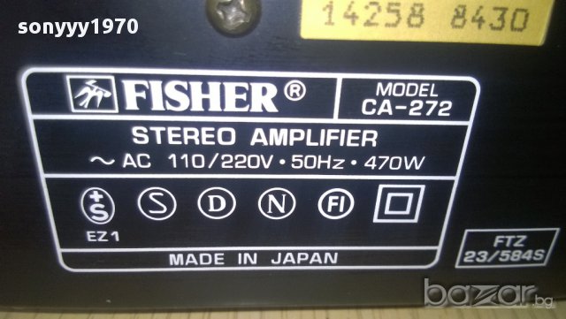 fisher ca-272 stereo integrated amplifier-470wata на трафа-japan, снимка 6 - Ресийвъри, усилватели, смесителни пултове - 9232082