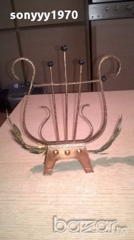 Арфа-кован метал-цвят злато-21х21х6см-внос швеицария, снимка 4 - Антикварни и старинни предмети - 17768504