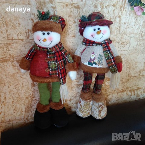 Декоративна коледна фигура от плат Снежко с разтягащи се крака 34-40см, снимка 5 - Декорация за дома - 23216908