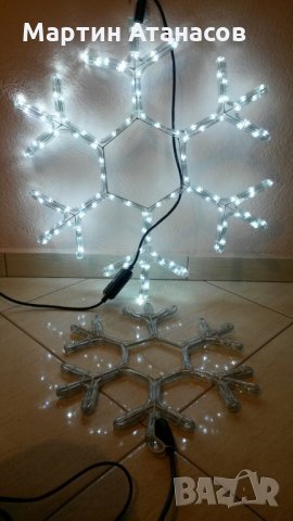 Бяла Лед Мини Снежинка 35 х 35см Коледна Украса, снимка 2 - Лед осветление - 23468871