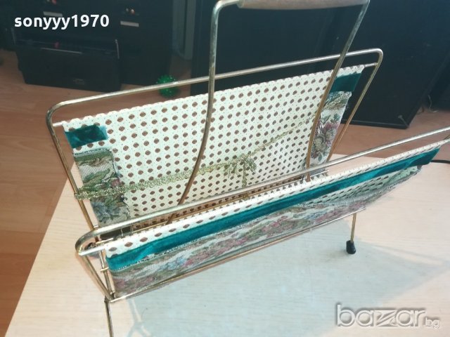 поставка за вестници-в златисто-метал и плат-внос швеицария, снимка 4 - Антикварни и старинни предмети - 21151180