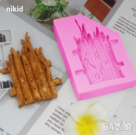 Дървена плоскост силиконов молд форма за украса торта с фондан шоколад гипс