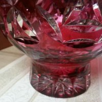  кристална купа цветен червен кристал, снимка 7 - Антикварни и старинни предмети - 23011803