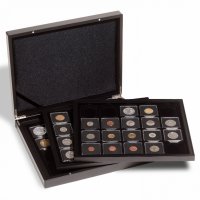 луксозна дървена кутия за съхранение на монети в картончета и капсули QUADRUM, снимка 1 - Нумизматика и бонистика - 24110304