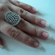 НАМАЛЕН! Сребрист пръстен с елементи Сваровски, снимка 5 - Пръстени - 6674519