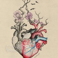 Картичка "Сърце" /отпечатана от авторска илюстрация/, снимка 2 - Романтични подаръци - 20950502