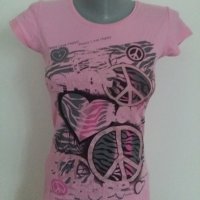 Дамска розова тениска, снимка 2 - Тениски - 24569146