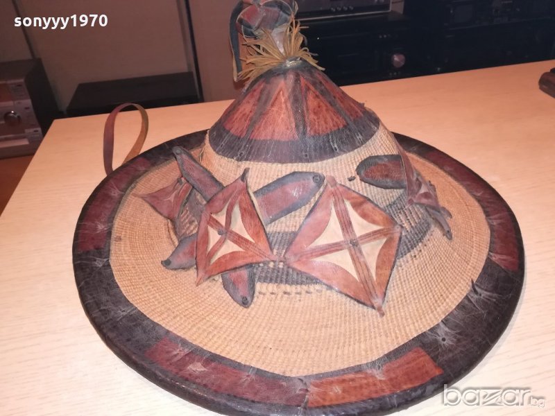 автентична тибетска/монголска шапка-46х22см-внос швеицария, снимка 1