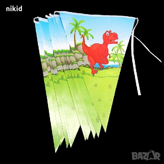 Динозавър Парти Гирлянд Знаменца Флаг Банер, снимка 1
