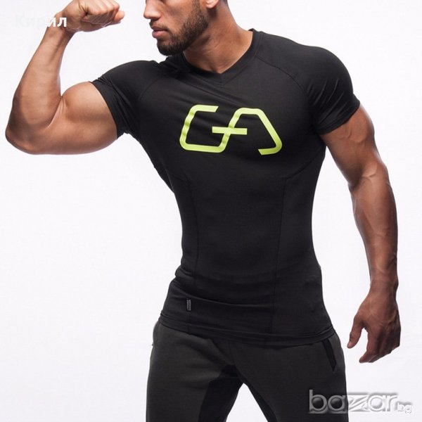 Мъжки спортни тениски за фитнес Gym Aesthetics ЧЕРНА, снимка 1