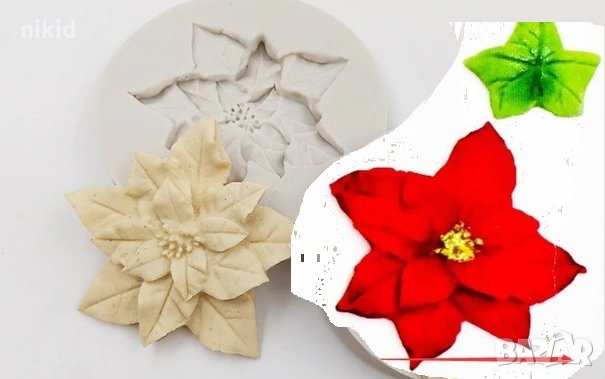 Голяма Коледна Звезда силиконов молд форма фондан тесто украса декор, снимка 1