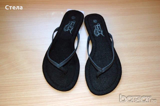 Нови дамски обувки/ летни чехли, с етикет, черни, снимка 4 - Чехли - 18584519